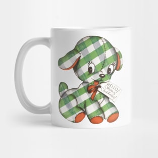 Gingham Christmas Puppy Stuffy Mug